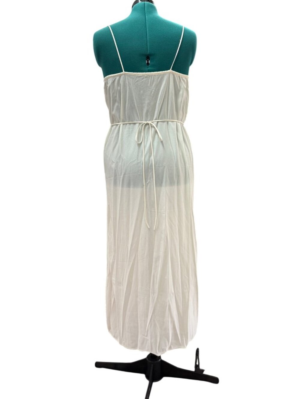 Vintage White Sheer Nylon Lace Trim Nightgown With Spaghetti Straps Women Medium - Picture 5 of 13